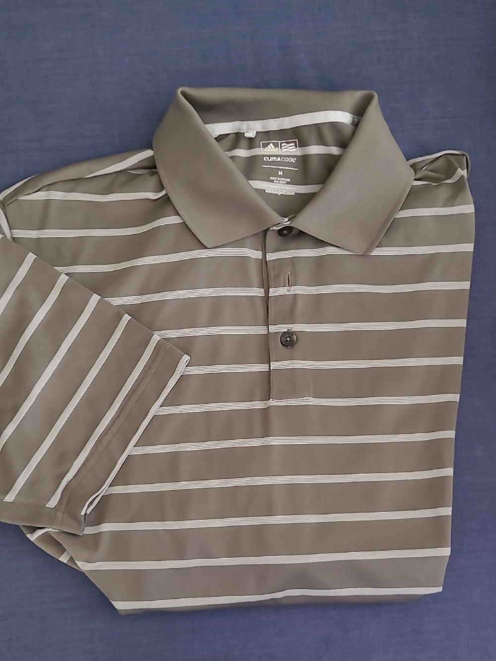 Men's Adidas Dark Taupe Stripe Polo